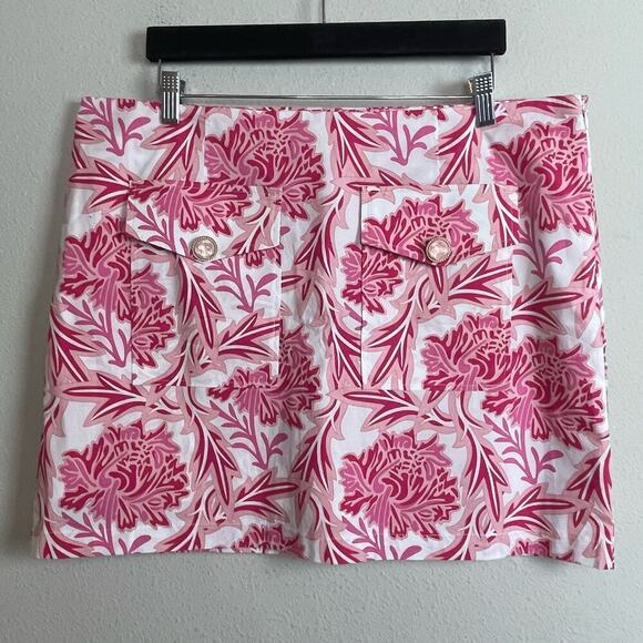 Golftini Rose Skort Size 14 Hot Pink White Floral Skirt Decorative Buttons - Picture 2 of 8